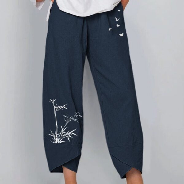 Printed Ladies Elastic Waist Casual Pants