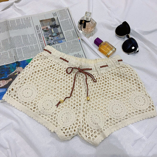 Ladies Crochet Cutout Casual Vacation Knit Shorts - Image 6