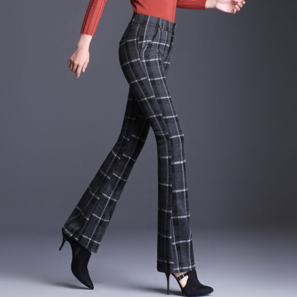 Plaid woolen ladies casual flared pants - Image 5