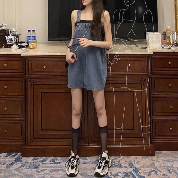 Denim Suspender Skirt Women's Clothing Spring And Autumn Student Small - Image 3