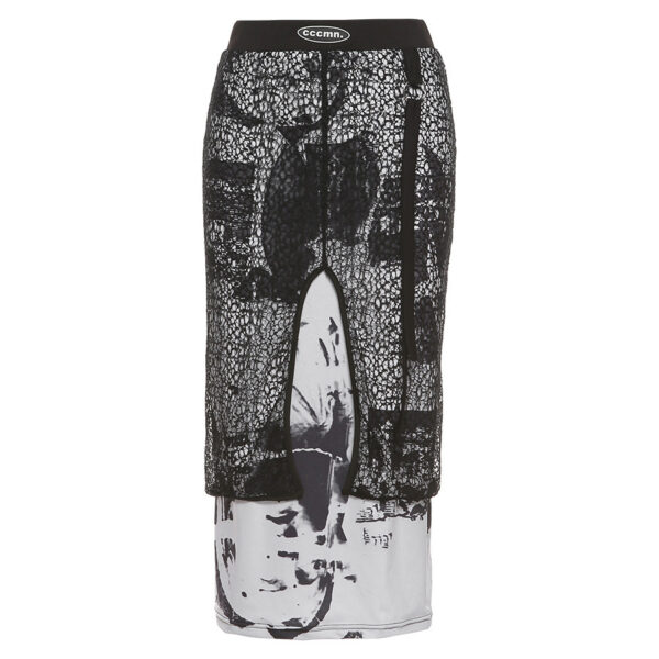 Skirts Gradient Blooming Ink-splashing Printing Stitching Personalized Design Skirts Women's Fashion Printed Skirts - Image 2