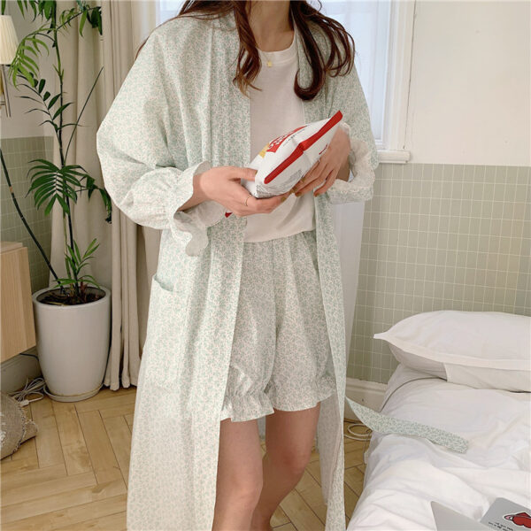 Cute Bathrobe Floral Long Kimono Loungewear - Image 4