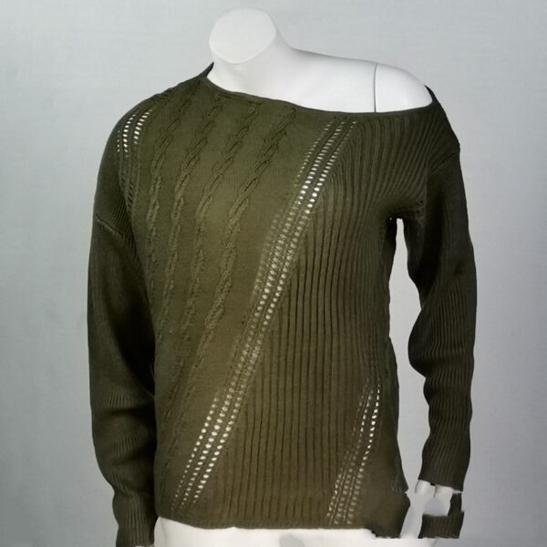 Ladies Sweater Ladies Retro Top Lazy Knitted Cashmere Sweater - Image 4