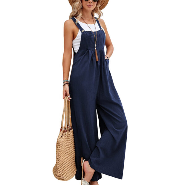 Women Long Bib Pants Overalls Casual Loose Rompers Jumpsuits With Pockets - Image 10