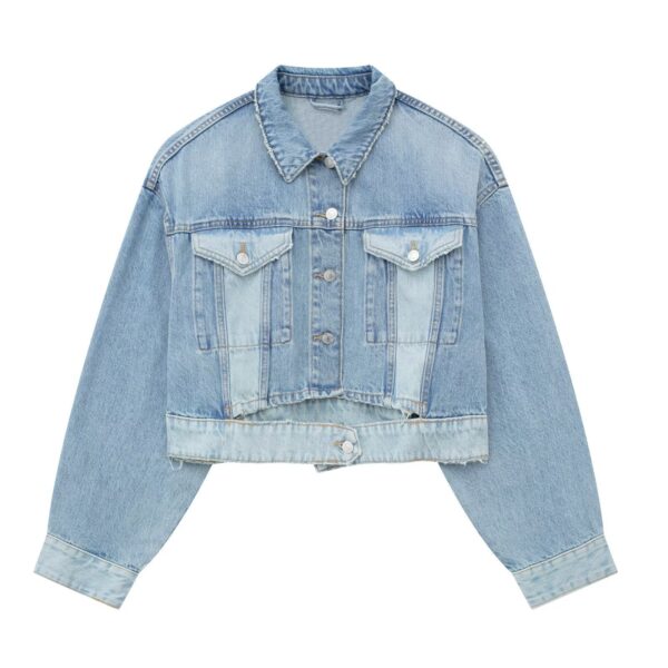 European And American Women's Clothing Casual Opening Design Denim Jacket Coat - Image 4