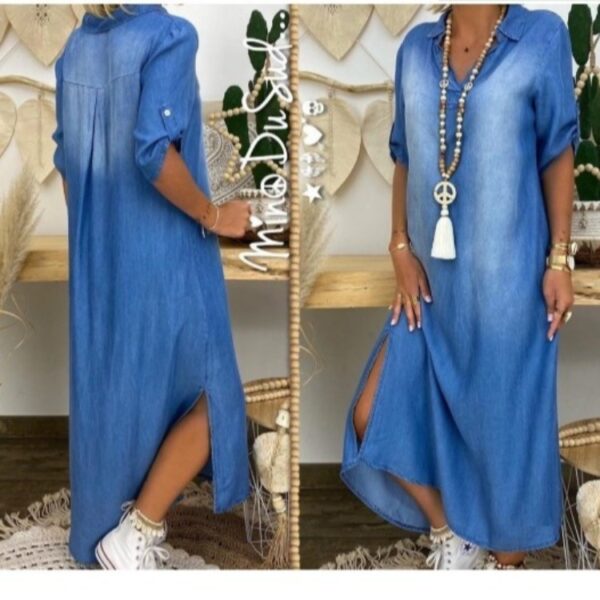 Plus Size Women's Clothing, Foreign Trade Plus Size, New Washed Denim Dresses - Image 5