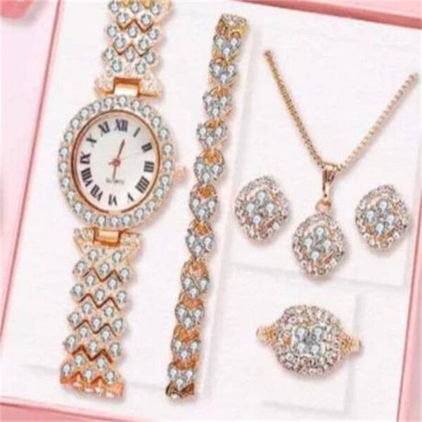 Diamond Luxury Bracelet Watch Set Ladies - Image 6