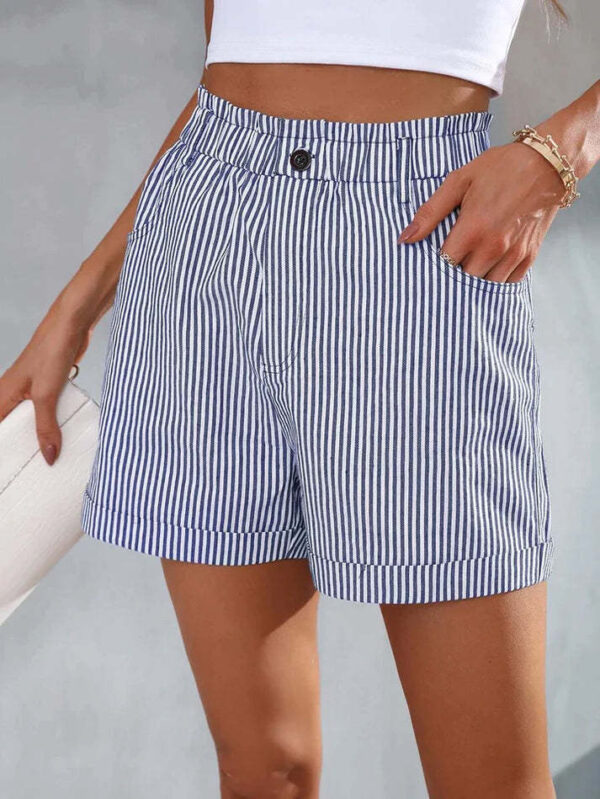 Fashion Ladies Non-stretch Stripe Shorts - Image 4