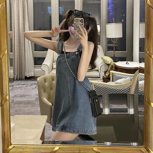 Denim Suspender Skirt Women's Clothing Spring And Autumn Student Small - Image 2