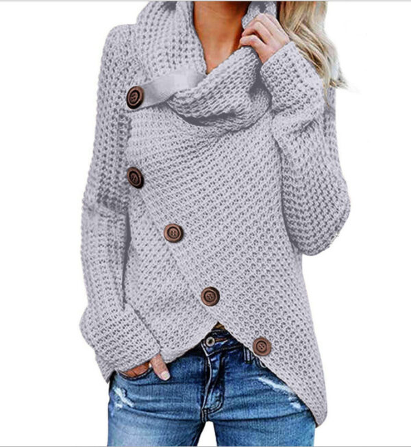 Ladies Long Sleeve Irregular Knit Sweater - Image 8