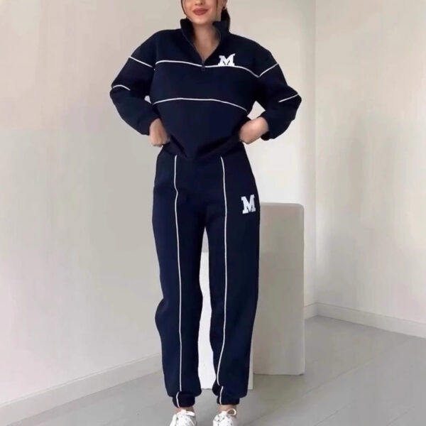 Womens 2 Piece Outfits Lounge Hoodless Pullover Sweatshirt Sweatsuit Sets Sweatshirt Baggy Fashion Sweatpants With Pockets - Image 5