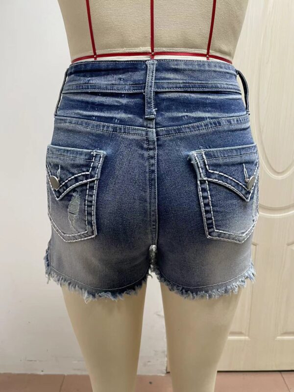 European And American Women's Clothing Stretch Slim Fit All-match Ripped Denim Shorts - Image 6