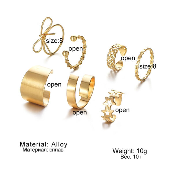 Alloy Open Ring 7-piece Set Personalized XINGX Bow Ring - Image 6