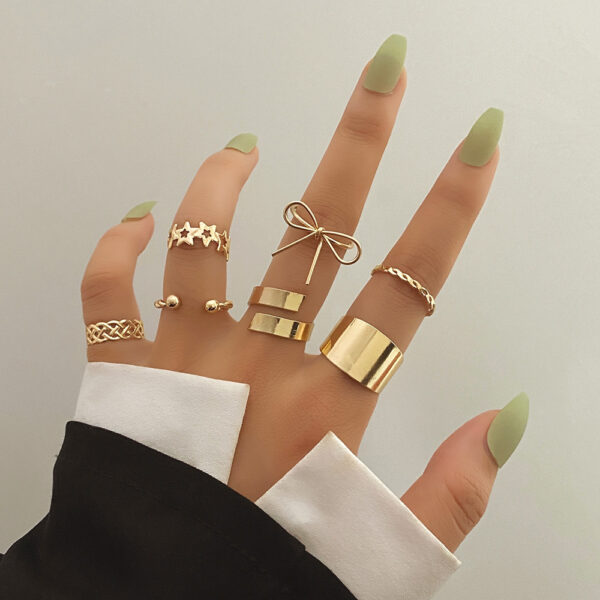 Alloy Open Ring 7-piece Set Personalized XINGX Bow Ring