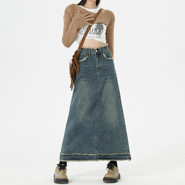 Retro Fashion Hip Denim Long Skirts Women - Image 3