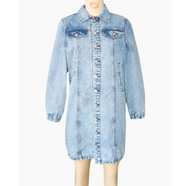 Fashion Polo Collar Long Single-breasted Denim Coat Women's Clothing - Image 5