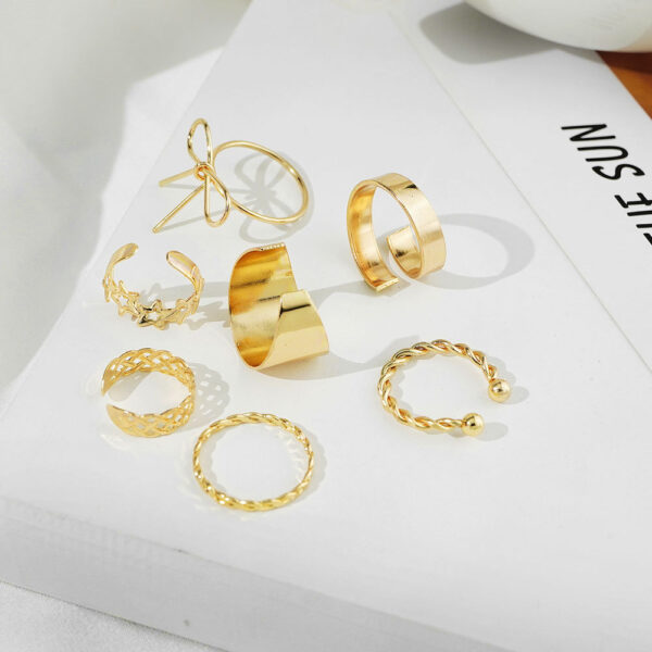 Alloy Open Ring 7-piece Set Personalized XINGX Bow Ring - Image 2