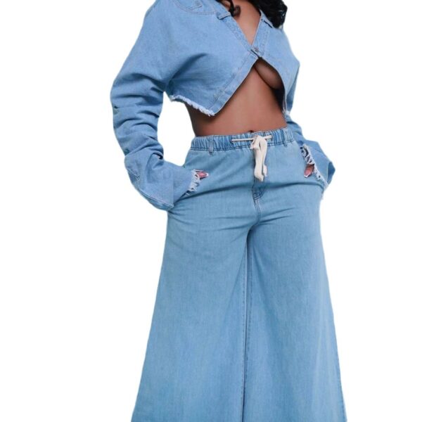 Casual Loose Denim Suit Two-piece Women's Clothing - Image 2