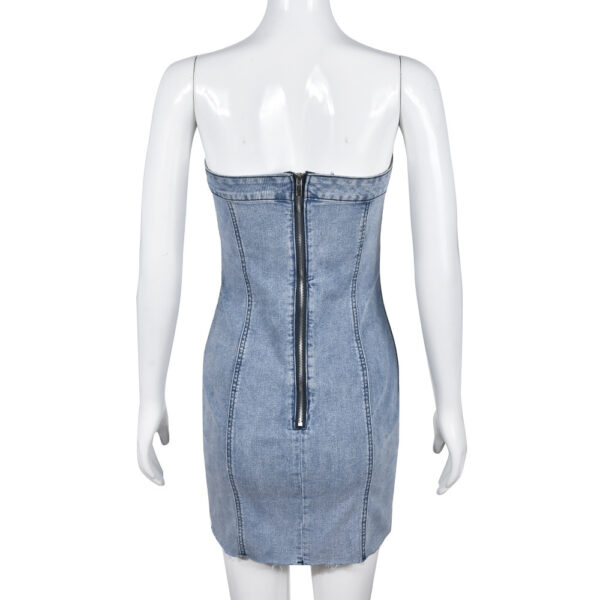 Fashion Backless Tube Denim Dress Summer Sexy Y2K Slim Short Dresses For Women Clothing - Image 8