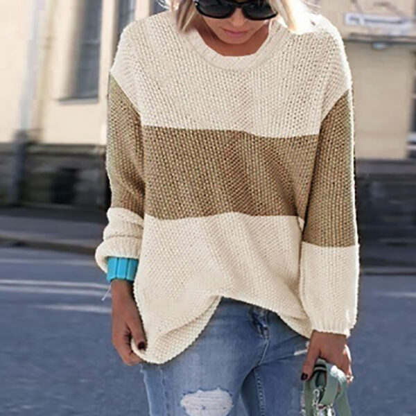 Ladies Sweater Stitching Knitted Sweater - Image 6