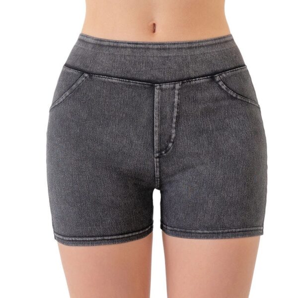 High Waist Hip Lift Yoga Denim Shorts Women's High Elastic Sports Fitness Shorts - Image 4