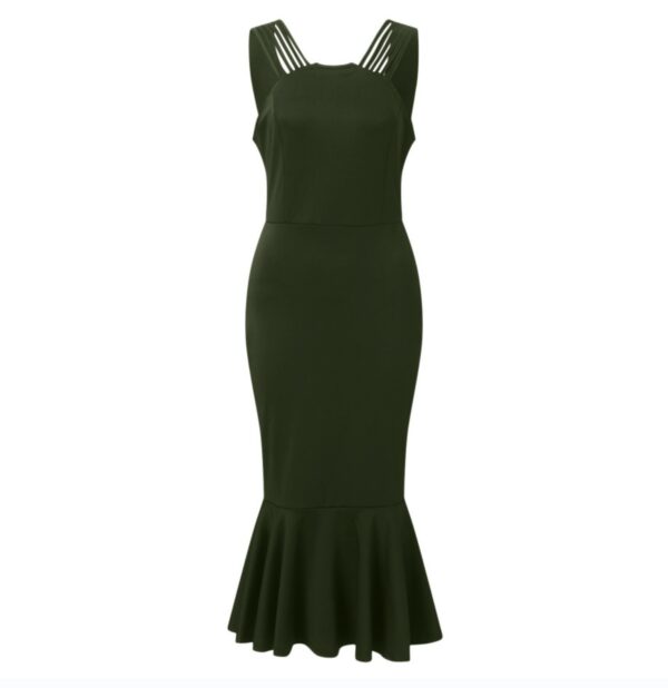 Women's Elegant Half-length Sleeveless Without Back Dress - Image 3