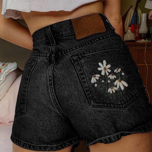 Printed Summer Artistic Vintage Women's Clothing Denim Shorts - Image 6