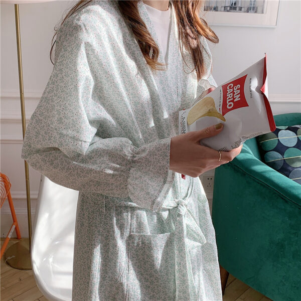 Cute Bathrobe Floral Long Kimono Loungewear - Image 2