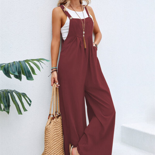 Women Long Bib Pants Overalls Casual Loose Rompers Jumpsuits With Pockets