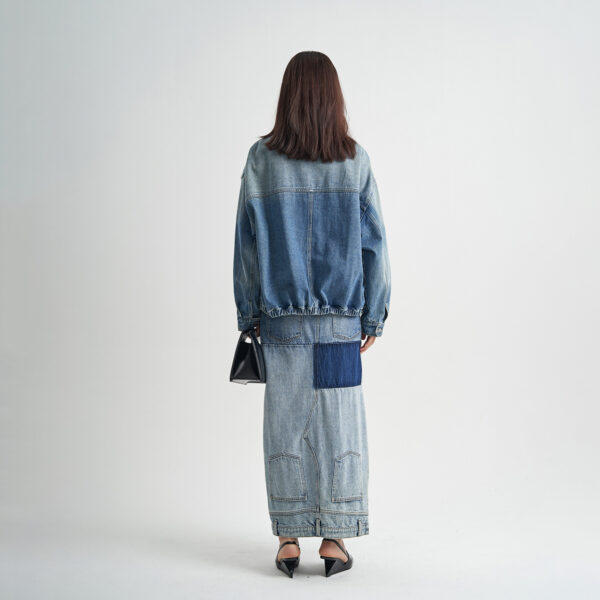 Washed Denim Long Skirts Stitching Design Women's Clothing - Image 3