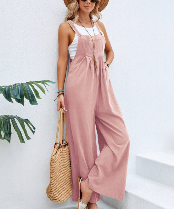 Women Long Bib Pants Overalls Casual Loose Rompers Jumpsuits With Pockets - Image 9