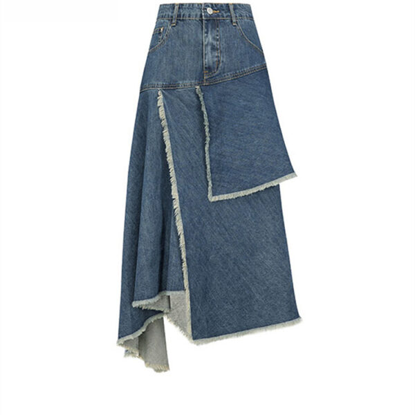 Spring Retro High Waist Women Irregular Denim Skirts - Image 3