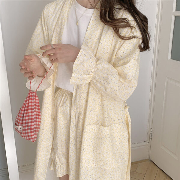 Cute Bathrobe Floral Long Kimono Loungewear - Image 3