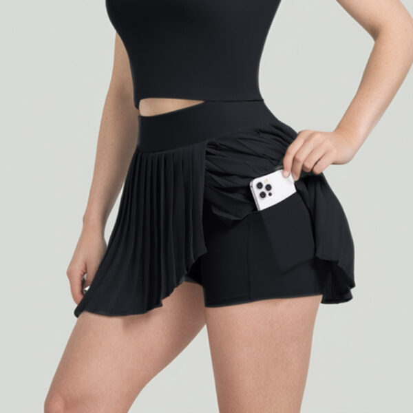 Pleated Tennis Skirt Nude Feel Outdoor Leisure Running Fitness Skirt - Image 3