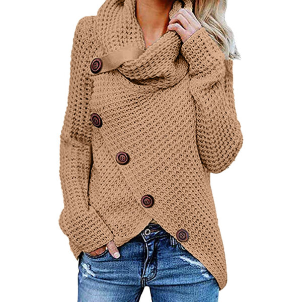 Ladies Long Sleeve Irregular Knit Sweater - Image 10