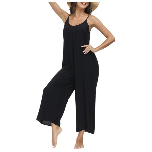 Fashion Sling Pocket Casual Wide Jumpsuit - Image 2