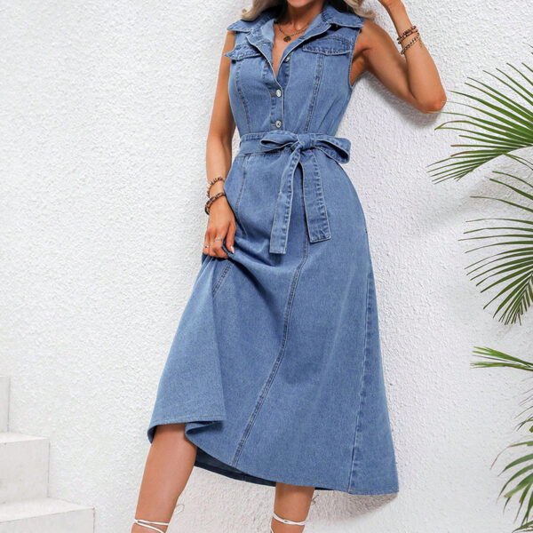 Women's Clothing Retro Waist-controlled Slimming Denim Dress - Image 5