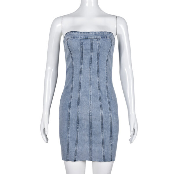 Fashion Backless Tube Denim Dress Summer Sexy Y2K Slim Short Dresses For Women Clothing - Image 10