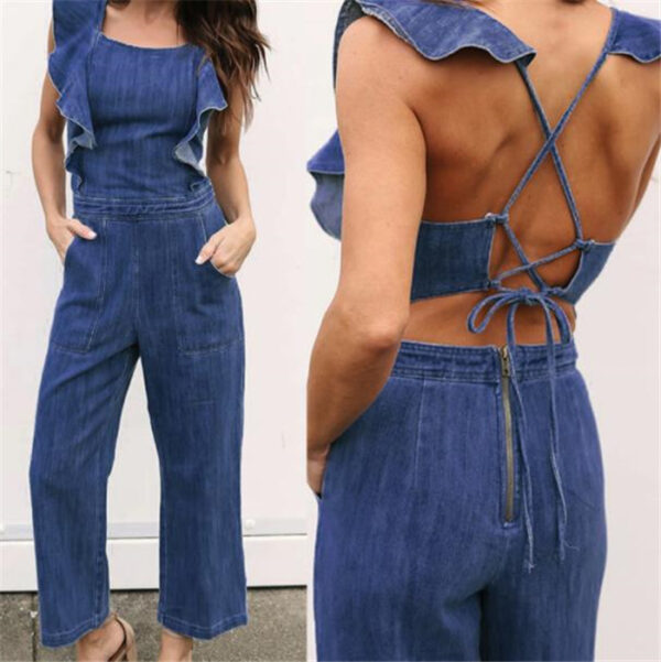 Ladies Denim Halter Bodysuit - Image 2