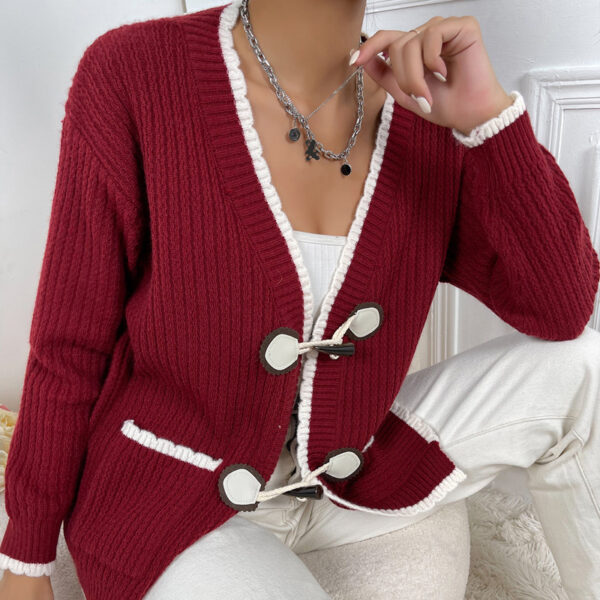 New Style Knit Sweater Button Cardigan Sweater Ladies Long Sleeve - Image 2